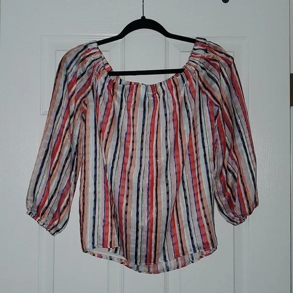 Milly Off The Shoulder Striped Top Size Small - Picture 8 of 8